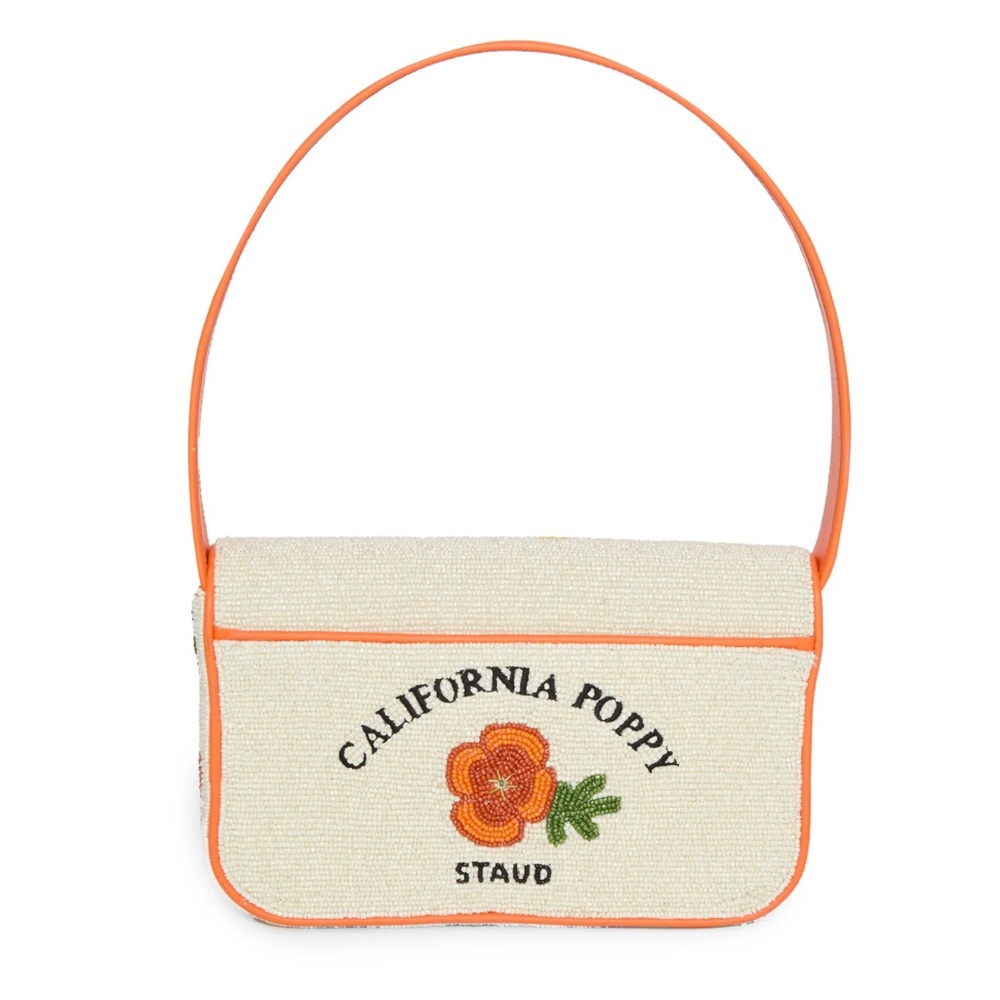 NWT STAUD Tommy Beaded Bag, California Poppy - Picture 2 of 9